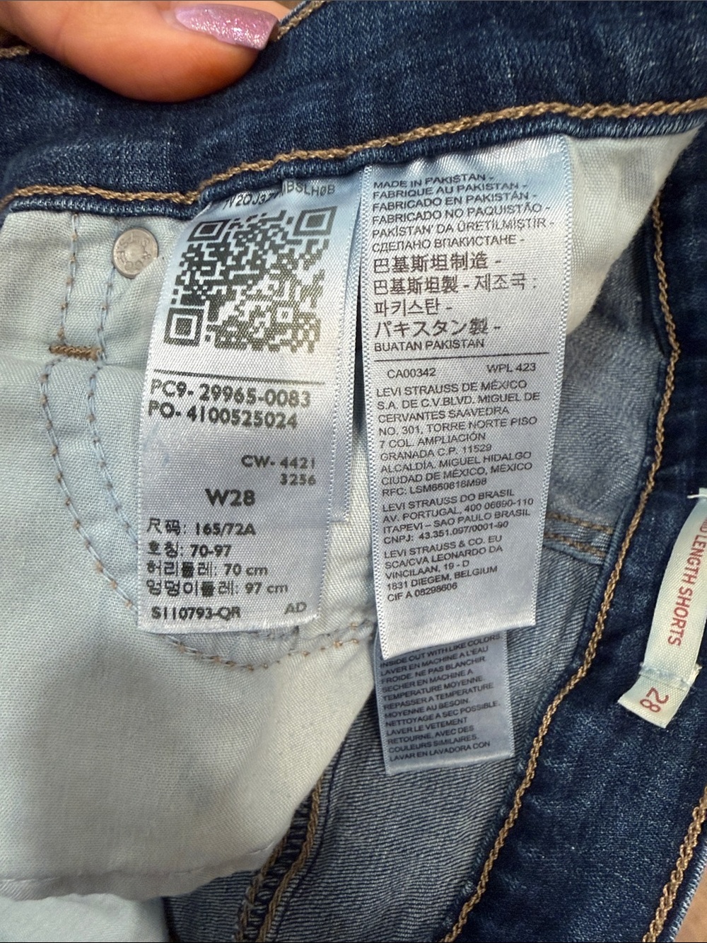 Levi's Dark Blue Rolled Hem Mid Length Denim Shorts - Picture 4 of 4